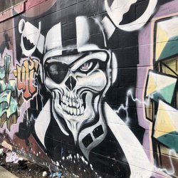 Raiders Skull mural - Mural depicts Oakland Raiders of the NFL.