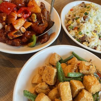 606 - Sweet n Sweet & Sour Pork Ribs - Hong Kong Style Bbq pork fried rice Salt & Pepper Fried Tofu and String Beans - Hong Kong Style Cafe Near Me - San Francisco, California