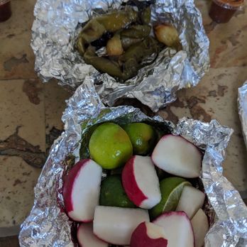 La Bodega Farmers Market - Burritos come with radishes, limes, seared and grilled peppers & onion, hot red salsa and salsa verde - Grocery Near Me - Camarillo, California