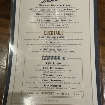 The Henry - Dessert Menu Sept 2024 - Coffee & Tea Near Me - Coronado, California
