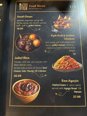 Menu photo 3 Owambe Colorado Springs, CO
