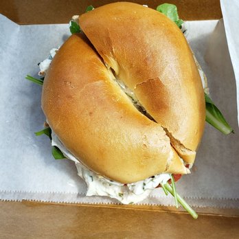 Restoration Coffee - The "sunrise" bagel, with vegan cream cheese - Coffee & Tea Near Me - East Bridgewater, Massachusetts
