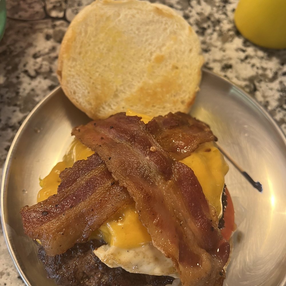 Beefy's - Breakfast burger. Hamburger with two slices of bacon and what was supposed to be an over easy egg... It was a very hard. - Diners Near Me - Reno, Nevada Beefy's - Breakfast burger. Hamburger with two slices of bacon and what was supposed to be an over easy egg... It was a very hard. - Diners Near Me - Reno, Nevada