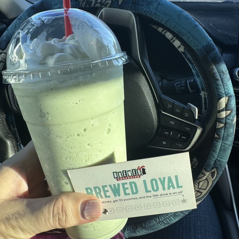 Brewed Awakening - My white chocolate matcha with blueberry syrup added - Coffee & Tea Near Me - Tucson, Arizona