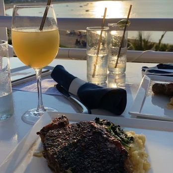 Ocean - New york strip steak with mashed potatos and spinich and frozen margarita - Seafood Near Me - Bayville, New York Ocean - New york strip steak with mashed potatos and spinich and frozen margarita - Seafood Near Me - Bayville, New York