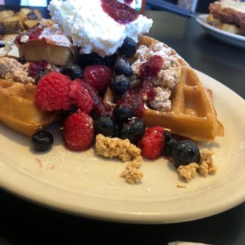 Jonathon's Diner - Waffle w/assorted berries and whipped cream - New American Near Me - Dallas, Texas