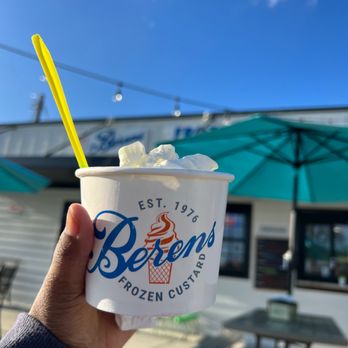 Berens Frozen Custard - a hand holding a cup of ice cream - Ice Cream & Frozen Yogurt Near Me - Grayson, Georgia