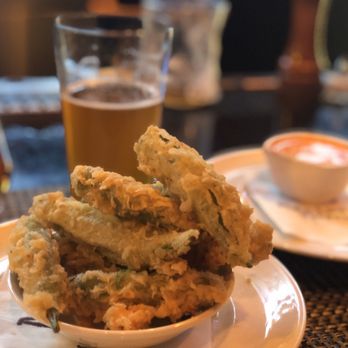 Marlow's Tavern - Amazing fried okra with optional sriracha ranch sauce! - Burgers Near Me - Tucker, Georgia Marlow's Tavern - Amazing fried okra with optional sriracha ranch sauce! - Burgers Near Me - Tucker, Georgia