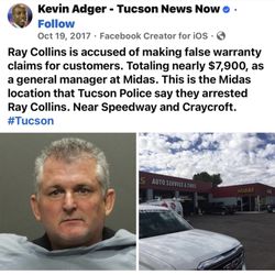 Prudence Car Care - This is the operations manager that was already arrested for fraud while employed at Midas. It was a huge scandal.