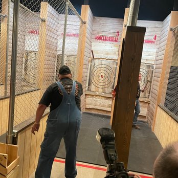 Social Axe Throwing - Papa reliving his axe throwing days! - Axe Throwing Near Me - Gilbert, Arizona