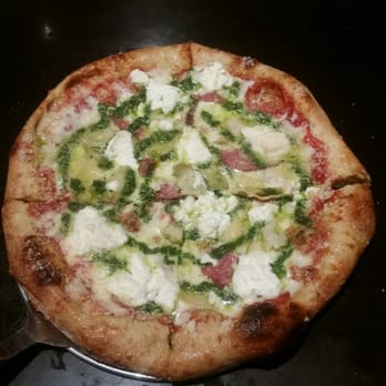 Mellow Mushroom - Small pizza with ricotta, artichokes, salami and a pesto swirl :) - Pizza Near Me - Cumming, Georgia Mellow Mushroom - Small pizza with ricotta, artichokes, salami and a pesto swirl :) - Pizza Near Me - Cumming, Georgia