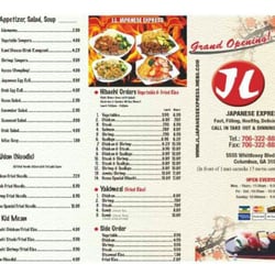 JL Japanese Express - New 2015 Menu - Front