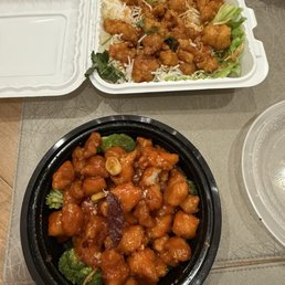 General Tso (bottom) and Popcorn Chicken (top) General Tso (bottom) and Popcorn Chicken (top)