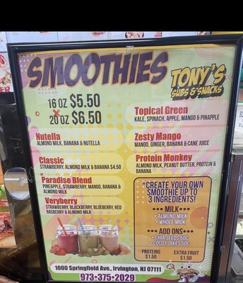 Menu photo 1 Tony's Subs & Snacks Irvington, NJ Menu photo 1 Tony's Subs & Snacks Irvington, NJ