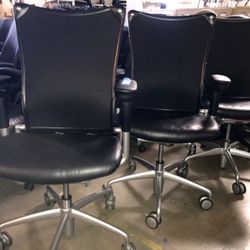 Recycled Office Furnishings - Allsteel Black Leather #19 chairs