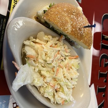 Cherry House Café - 1/2 Portabello burger and Coleslaw, yes please! - New American Near Me - Beavercreek, Ohio