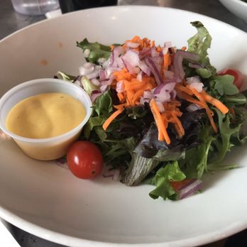 Oskar Blues Grill & Brew - Side salad with all the honey mustard I could muster for this guy - Burgers Near Me - Lyons, Colorado Oskar Blues Grill & Brew - Side salad with all the honey mustard I could muster for this guy - Burgers Near Me - Lyons, Colorado