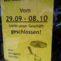 Metzgerei Thomas Oerding - Urlaub