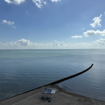 Emerald Beach Hotel - Beach from the balcony in the morning - Hotels Near Me - Corpus Christi, Texas