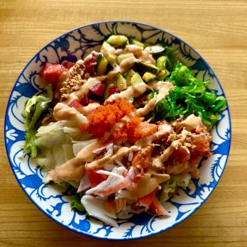 Ta Joia - Salmon & tuna poke bowl (poke, rice, mixed greens, edamame, seaweed salad, crabmeat & pickled ginger) - Asian Fusion Near Me - Bothell, Washington Ta Joia - Salmon & tuna poke bowl (poke, rice, mixed greens, edamame, seaweed salad, crabmeat & pickled ginger) - Asian Fusion Near Me - Bothell, Washington