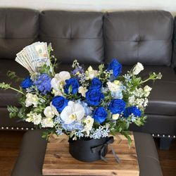 Custom flower box with money for father's birthday