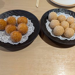 Left is the coconut lava bun Left is the coconut lava bun