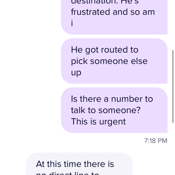 Lyft - Chat with Lyft team member as first line of support for problem during ride, no phone number available for emergency. - Taxis Near Me