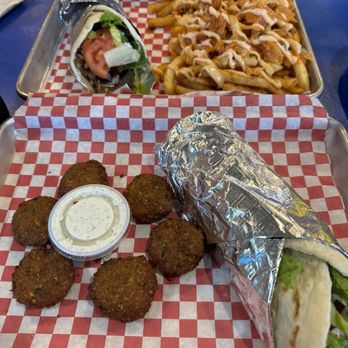 What About Kabobs - The OG with kimchi fries and falafel - Mediterranean Near Me - Tyler, Texas What About Kabobs - The OG with kimchi fries and falafel - Mediterranean Near Me - Tyler, Texas