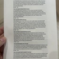 Spa menu