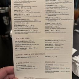 Specialty drink menu 5/18/25