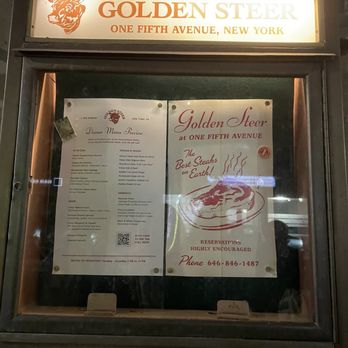 Golden Steer at One Fifth - Menu - Steakhouses Near Me - New York, New York Golden Steer at One Fifth - Menu - Steakhouses Near Me - New York, New York