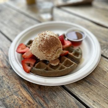 The Hidden Kitchen - Fiscalini blue corn waffle - Juice Bars & Smoothies Near Me - Cambria, California