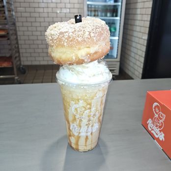 Randy's Donuts - Butter Crumb Frappé topped with a Butter Crumb donut. - Donuts Near Me - Costa Mesa, California Randy's Donuts - Butter Crumb Frappé topped with a Butter Crumb donut. - Donuts Near Me - Costa Mesa, California