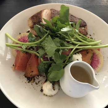Peter Pan Bistro - Beet salad with chicken. Loads of beets under the micro greens. - Canadian (New) Near Me - Toronto, Ontario