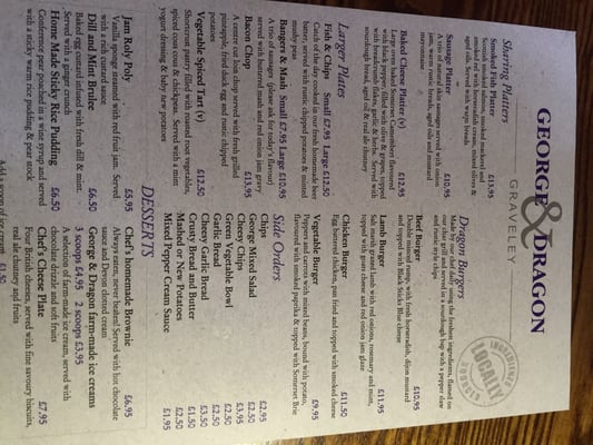 Menu photo 3 George & Dragon Hitchin, HRT Menu photo 3 George & Dragon Hitchin, HRT