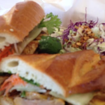 Big Bites Vietnamese Eatery - Combination sandwich of pork and chicken with side salad - Vietnamese Near Me - Mountain View, California