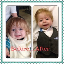 Chris & Sam's Barber Shop - Before and after of his first haircut by Amir.