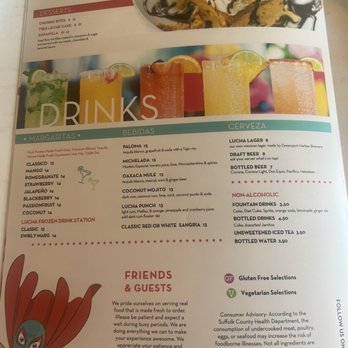 Lucharitos Melville - Drink menu - Mexican Near Me - Melville, New York