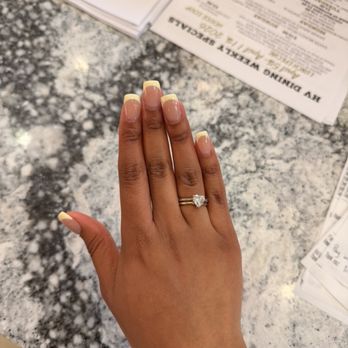 Daisy Nails - Yellow French tips, full acrylic set - Nail Salons Near Me - Carmel, Indiana