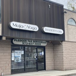 Exterior outside entrance of Maja Yoga - Maja Yoga entrance in rear left side of building - Denville, New Jersey Exterior outside entrance of Maja Yoga - Maja Yoga entrance in rear left side of building - Denville, New Jersey