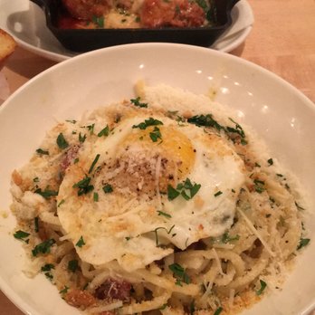 Grassa - Carbonara in the front and back, meatballs in the center. Very tasty! - New American Near Me - Portland, Oregon Grassa - Carbonara in the front and back, meatballs in the center. Very tasty! - New American Near Me - Portland, Oregon