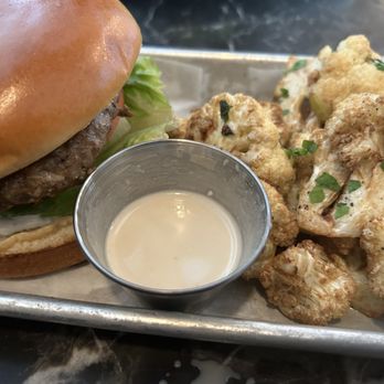 Laziz Kitchen - Lamb Burger with Cauliflower Florets - Middle Eastern Near Me - Salt Lake City, Utah