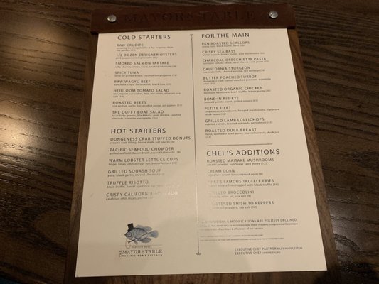 Menu photo 6 The Mayor's Table Newport Beach, CA Menu photo 6 The Mayor's Table Newport Beach, CA