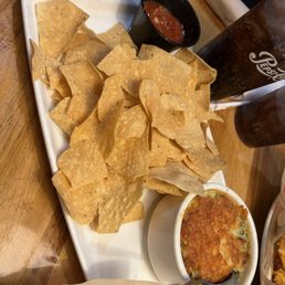 Chips & Spinach and artichoke dip.