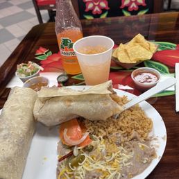 Two burrito combination plate.
