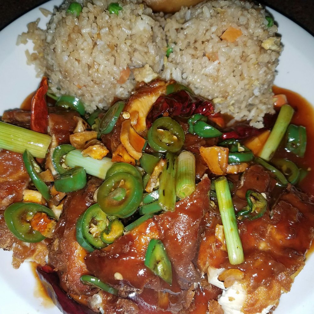 Desert Jade - Lunch Special - Tangerine Chicken (aka Orange Chicken) extra spicy so they add jalapenos - Chinese Near Me - Phoenix, Arizona Desert Jade - Lunch Special - Tangerine Chicken (aka Orange Chicken) extra spicy so they add jalapenos - Chinese Near Me - Phoenix, Arizona