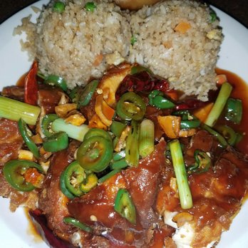 Desert Jade - Lunch Special - Tangerine Chicken (aka Orange Chicken) extra spicy so they add jalapenos - Chinese Near Me - Phoenix, Arizona Desert Jade - Lunch Special - Tangerine Chicken (aka Orange Chicken) extra spicy so they add jalapenos - Chinese Near Me - Phoenix, Arizona