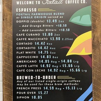 Foxtail Coffee - Menu - Coffee & Tea Near Me - Orlando, Florida Foxtail Coffee - Menu - Coffee & Tea Near Me - Orlando, Florida