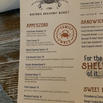 The Choptank - Menu - Seafood Near Me - Baltimore, Maryland