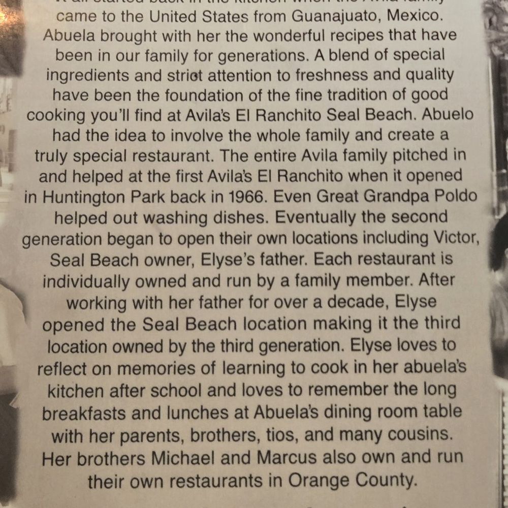 A little about the history of their restaurant on the menu A little about the history of their restaurant on the menu